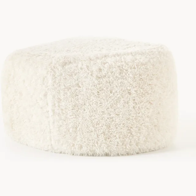 Westwing Collection Ovale teddy poef Wolke Wit