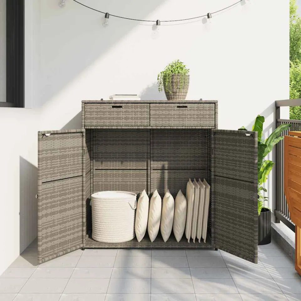 vidaXL Tuinkast 105x55x113 cm poly rattan grijs, foto 3