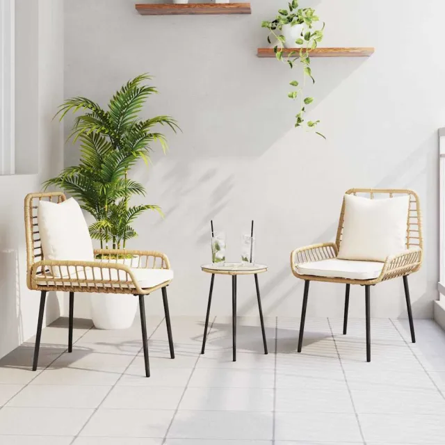 vidaXL Tuin eettafelset 3 st Bruin en Crème poly rattan, foto 2