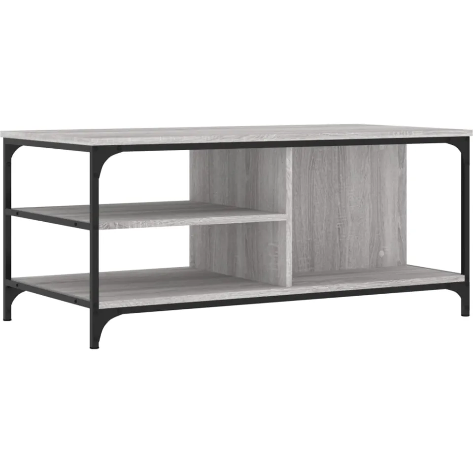 vidaXL Salontafel 100x50x45 cm bewerkt hout grijs sonoma, foto 3