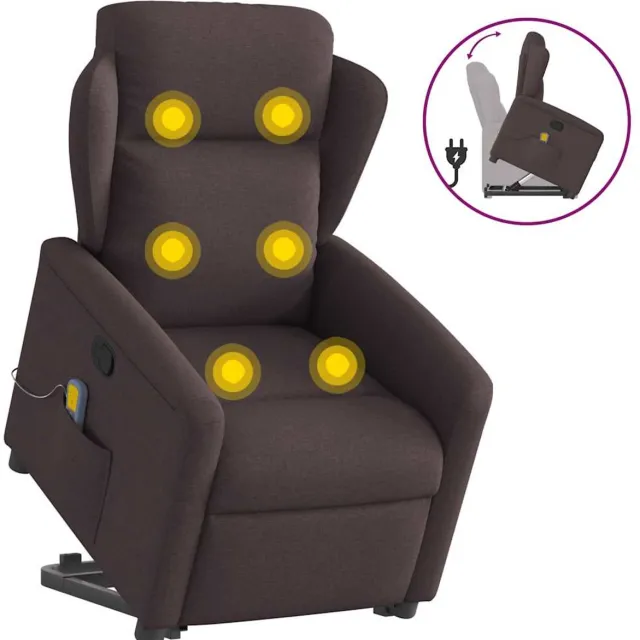 vidaXL Sta-op-massagestoel - verstelbaar - stof - donkerbruin