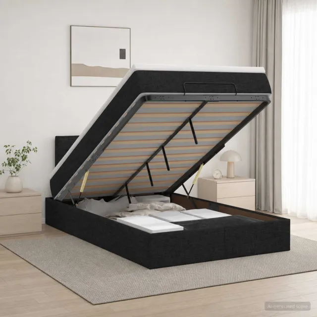 vidaXL Ottoman bed met matras met hoofdeinde Zwart 120 x 190 cm Stof