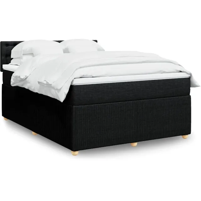 vidaXL Boxspring met matras stof zwart 140x200 cm