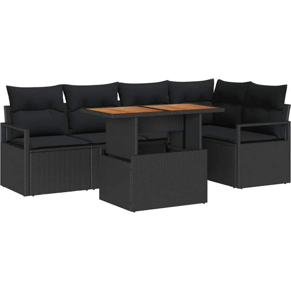 vidaXL Tuin Sofa Set 6 st Zwart Poly riet