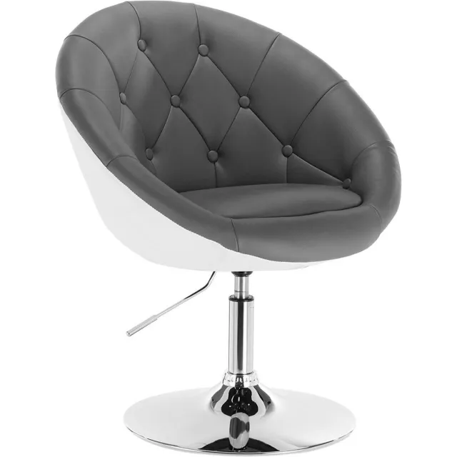 Dripio Barkruk Deluxe Aysel - Industrial - Grijs/Wit - Barkrukken set van 1 - Barstoel Kruk - Barstoelen met rugleuning - Keukenstoel - In hoogte verstelbaar - Kunstleer
