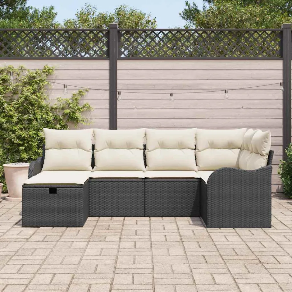 vidaXL Tuin Sofa Set 6 st Poly riet bruin, foto 3