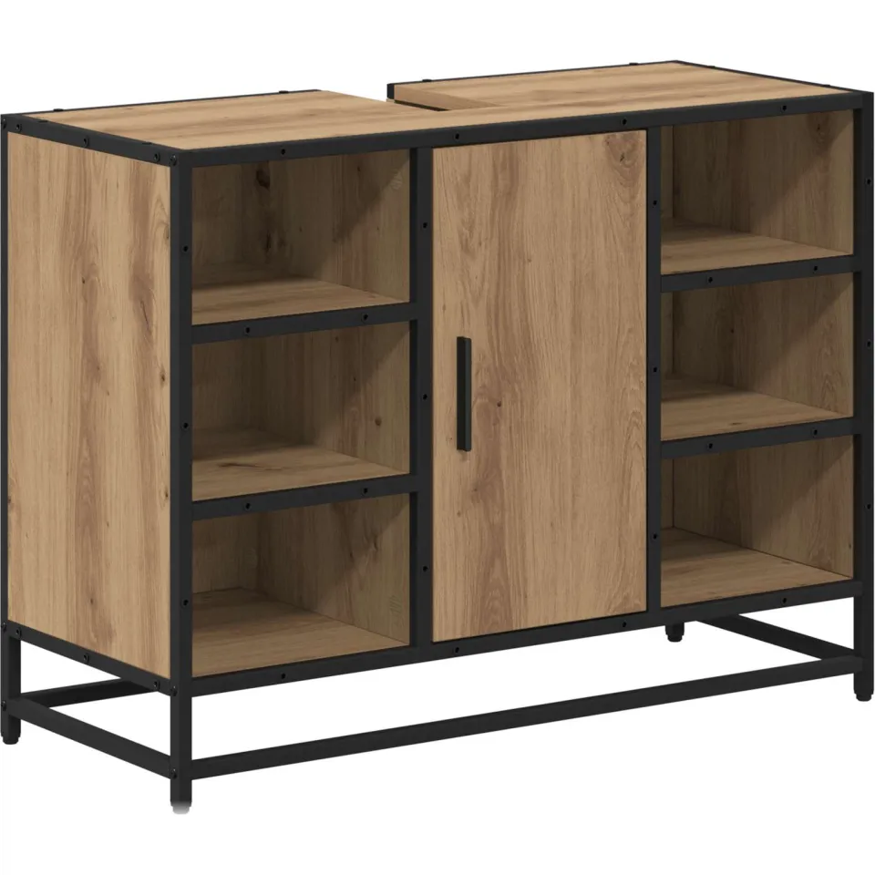 vidaXL Badkamerkast Artisan Eiken 80 x 33 x 60 cm Bewerkt hout, foto 3