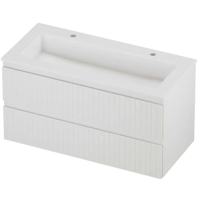 Proline Aristo Badmeubelset Polystone Elegant Gefreesd 100x46x54 cm Glans Wit Mat Wit