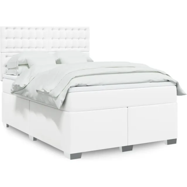vidaXL Boxspring met matras kunstleer wit 160x200 cm