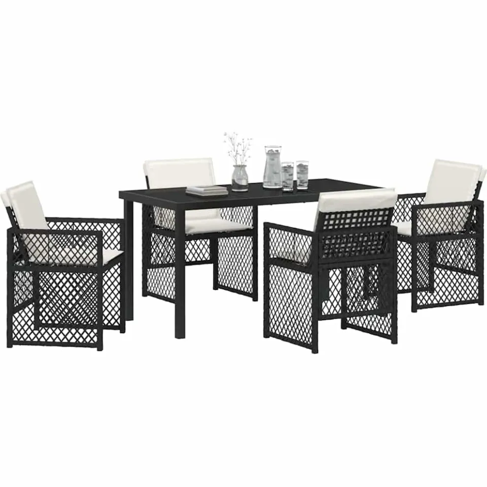 vidaXL Tuin eettafelset 5 st Zwart poly rattan
