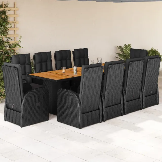 vidaXL 11-delige Tuinset met kussens poly rattan zwart, foto 2