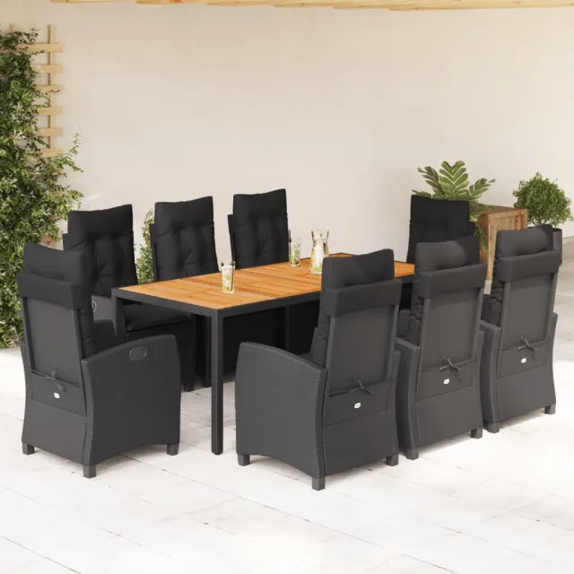 vidaXL 9-delige Tuinset poly rattan zwart, foto 2