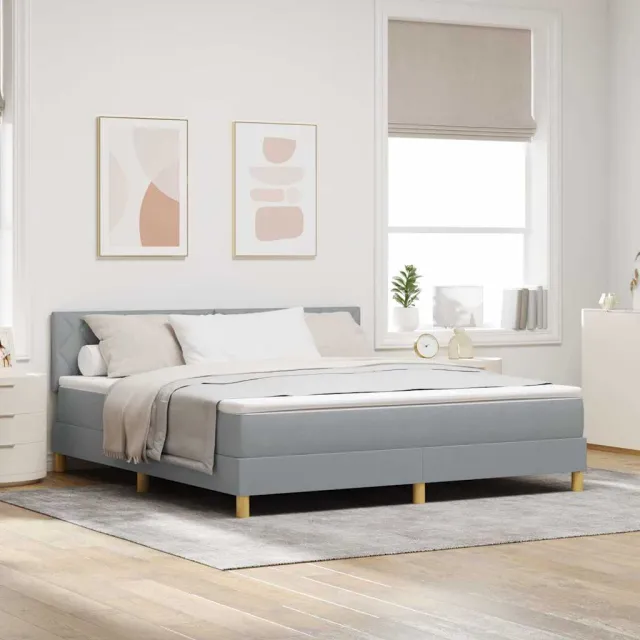 vidaXL LED Box Spring Bed met hoofdeinde Lichtgrijs 180 x 200 cm Stof
