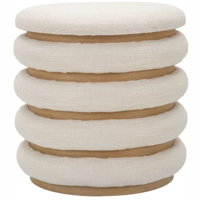 Mauro Ferretti Decoratieve ronde poef DAMASCO, Ø 40 cm Beige