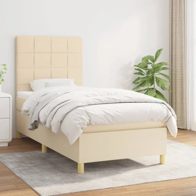 vidaXL Boxspring met matras stof crèmekleurig 80x200 cm