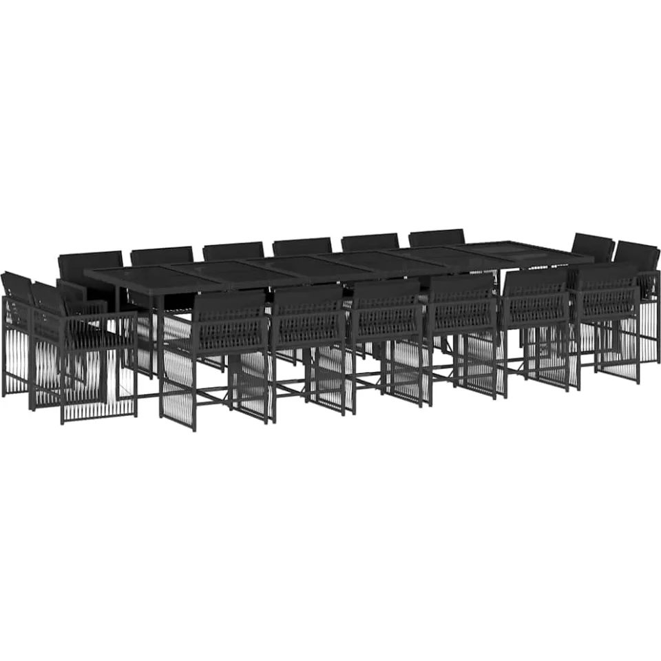 vidaXL 17-delige Tuinset met kussens poly rattan zwart, foto 3