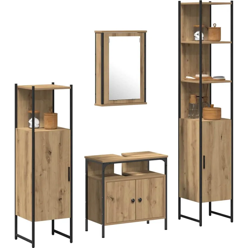 vidaXL Badkamermeubelset 4 st Artisan Eiken 33 x 33 x 185,5 cm Bruin