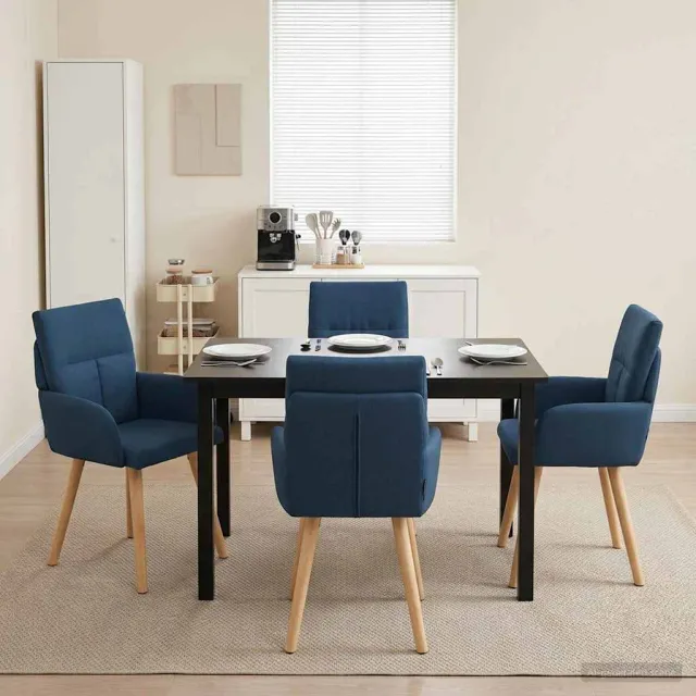 vidaXL Eettafelstoelen 4 st Stof Blauw 60 x 56 x 93 cm