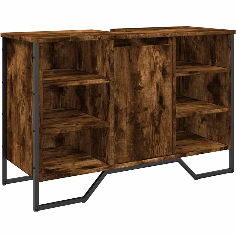 vidaXL Wastafelkast 91x35x60 cm bewerkt hout gerookt eikenkleurig, foto 3