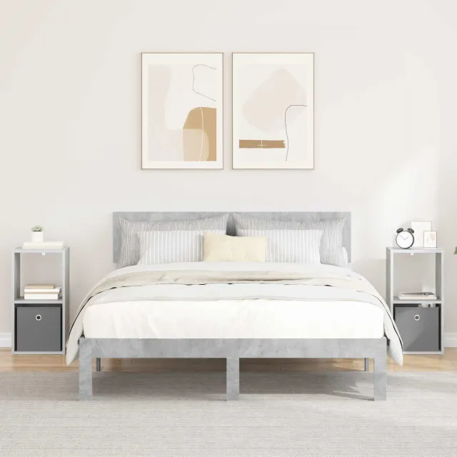 vidaXL Nachtkastje 2 st Beton Grijs 30,5 x 27 x 59,5 cm Bewerkt hout