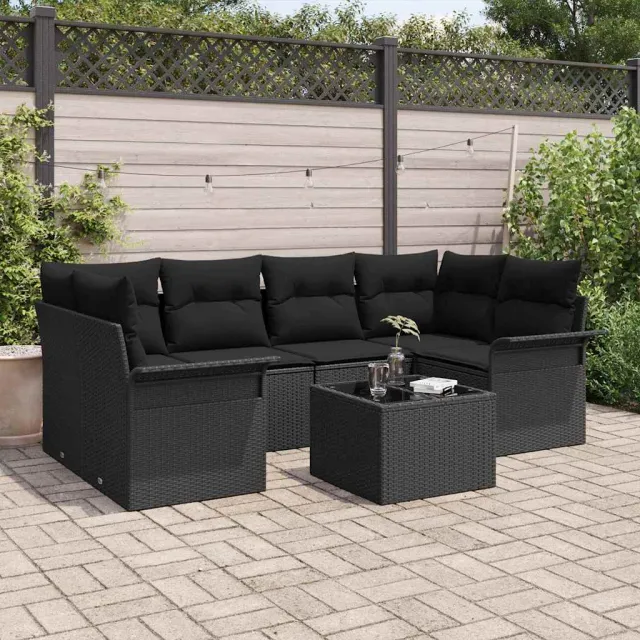 vidaXL Tuin Sofa Set 7 st Zwart poly rattan