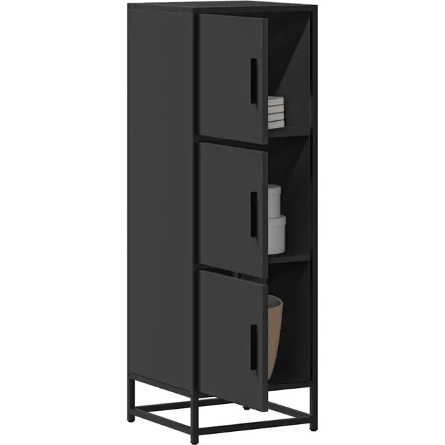 vidaXL Hoge kast 35,5x35x106,5 cm bewerkt hout en metaal zwart