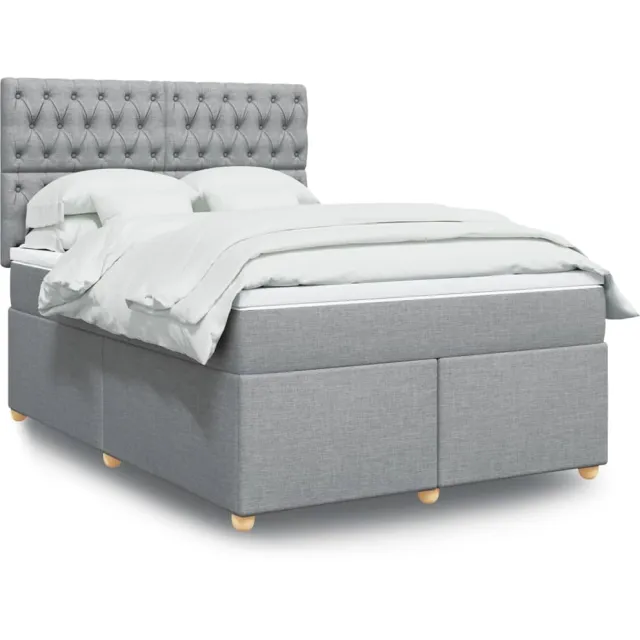 vidaXL Boxspring met matras stof lichtgrijs 160x200 cm grijs