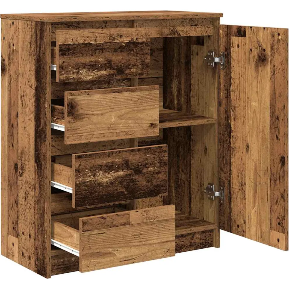 vidaXL Dressoir met lades 71x35x84 cm spaanplaat hout oud hout bruin, foto 4