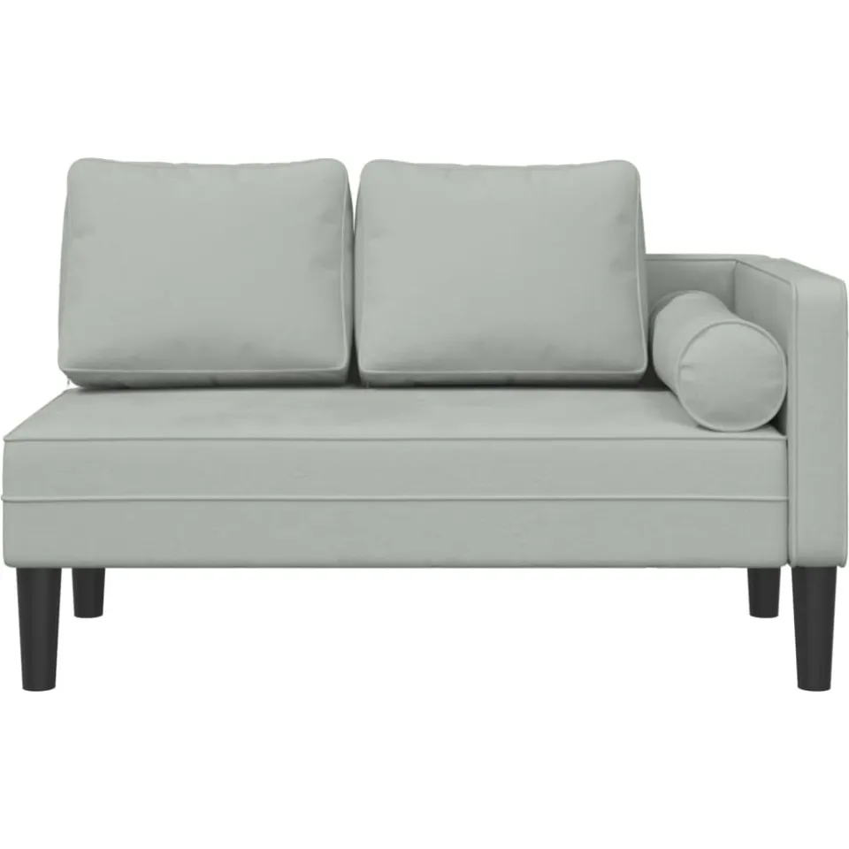 vidaXL Chaise longue met kussens fluweel lichtgrijs