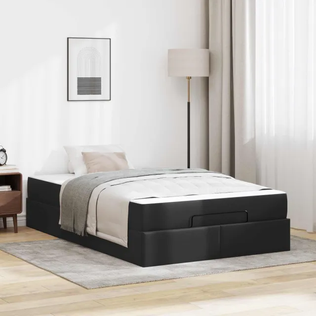 vidaXL Bedframe met matras Anders 2 st Zwart PVC