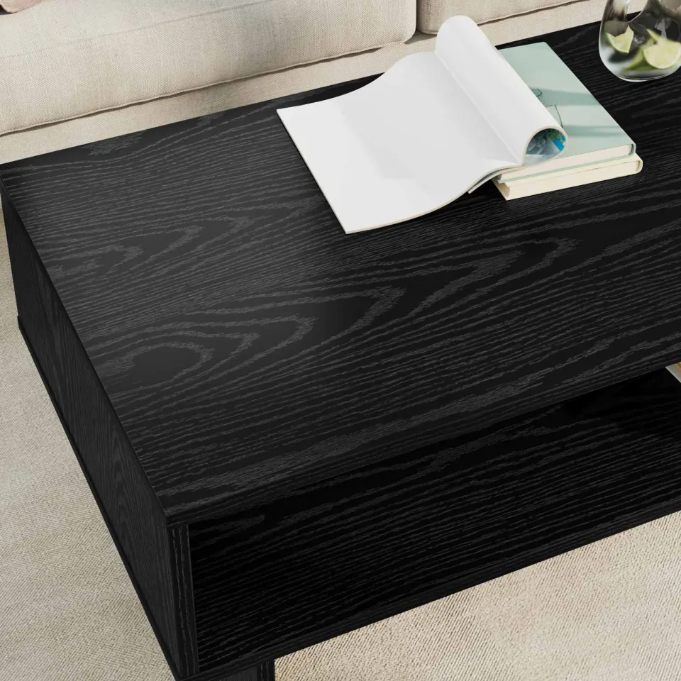 vidaXL Salontafel Zwart Eiken 100 x 46 x 35 cm Bewerkt hout, foto 4