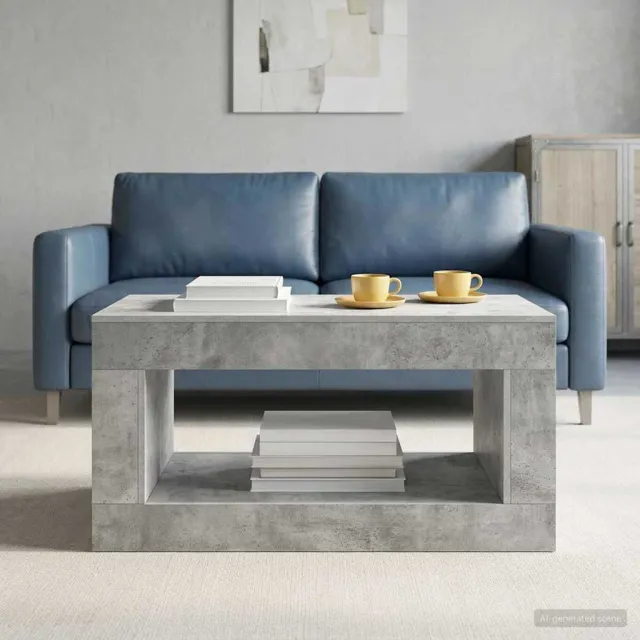 vidaXL Salontafel Beton Grijs 99.5 x 50 x 50 cm Bewerkt hout