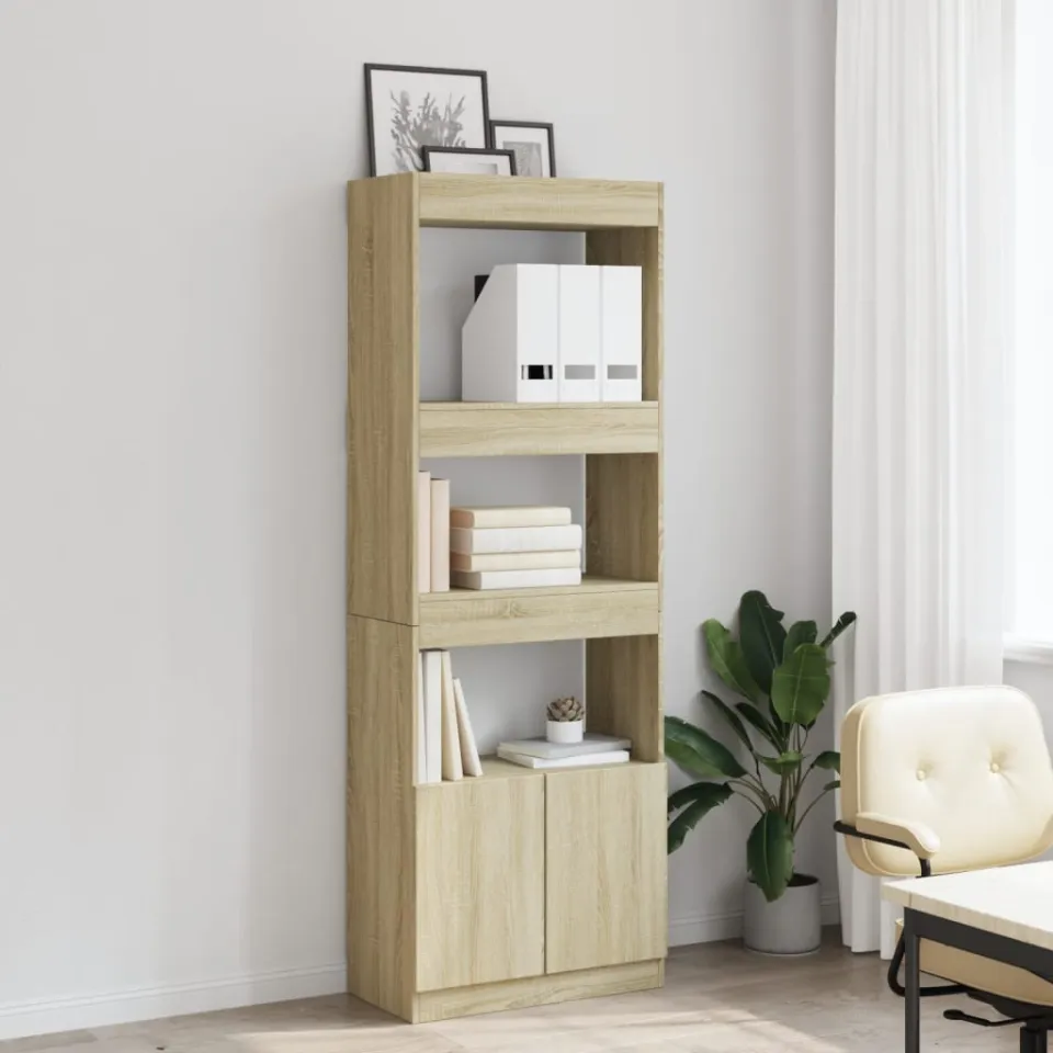 vidaXL Hoge kast 63x33x180 cm bewerkt hout sonoma eikenkleurig, foto 3