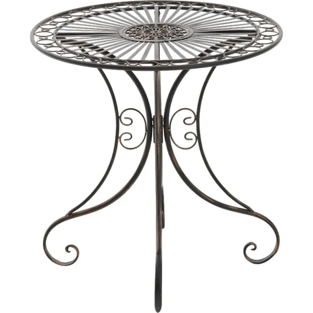 CLP Hari ronde tuintafel - rond - bijzettafeltje - Bistrotafel - met sierlijke decoraties - in Art Nouveau stijl - Metaal - bronzen
