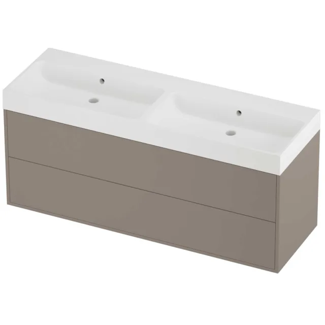 Proline Podium Badmeubelset Polystone Loft Dubbel 140x46x62 cm Mat White Clay Beige