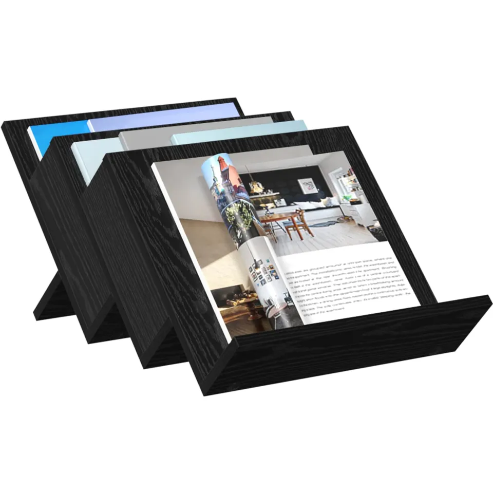 vidaXL Tijdschrift Rek Zwart Eiken 53 x 40 x 28,5 cm Bewerkt hout