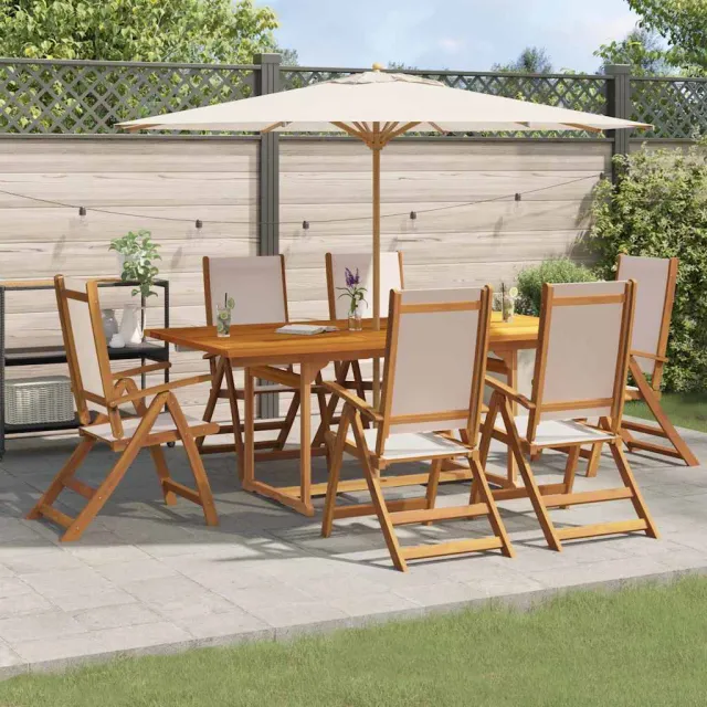 vidaXL 7-delige Tuinset massief acaciahout en textileen bruin, foto 2