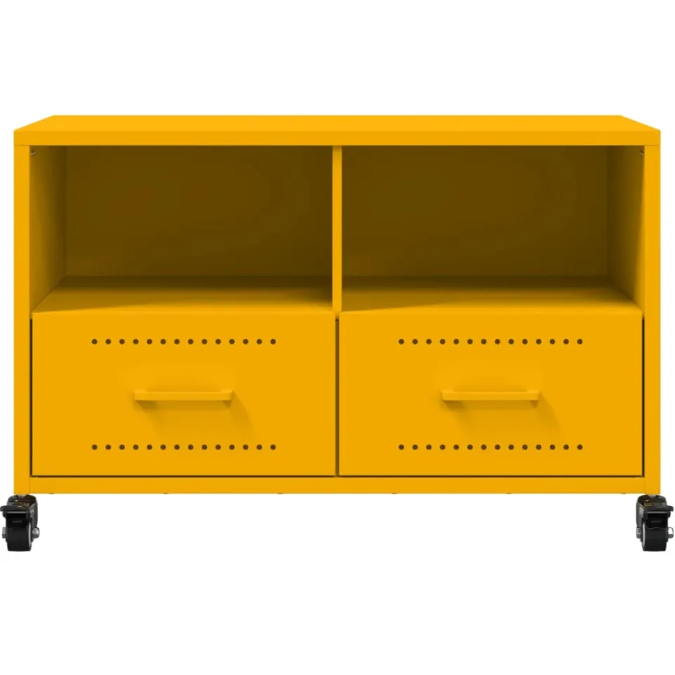vidaXL Tv-meubel 68x39x43,5 cm staal mosterdgeel, foto 4