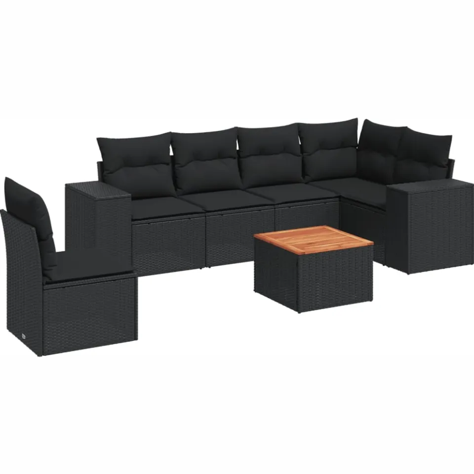 vidaXL Patio Sofa Set 7-zits Black, foto 3