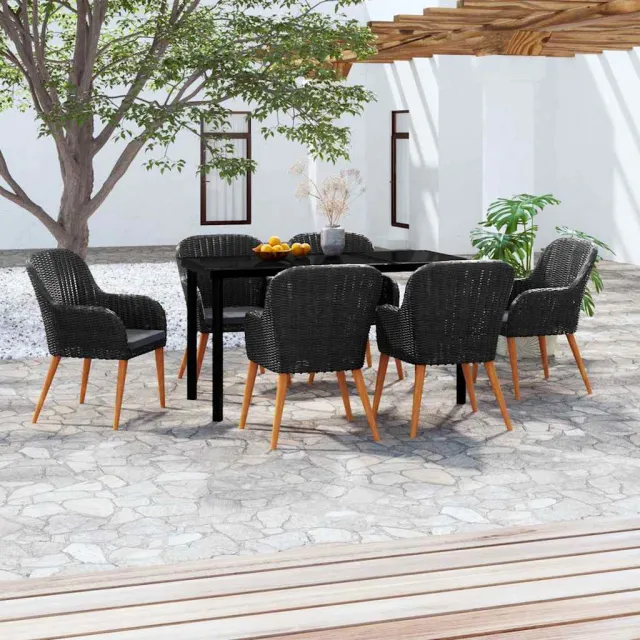 vidaXL 7-delige Tuinset met kussens zwart, foto 2