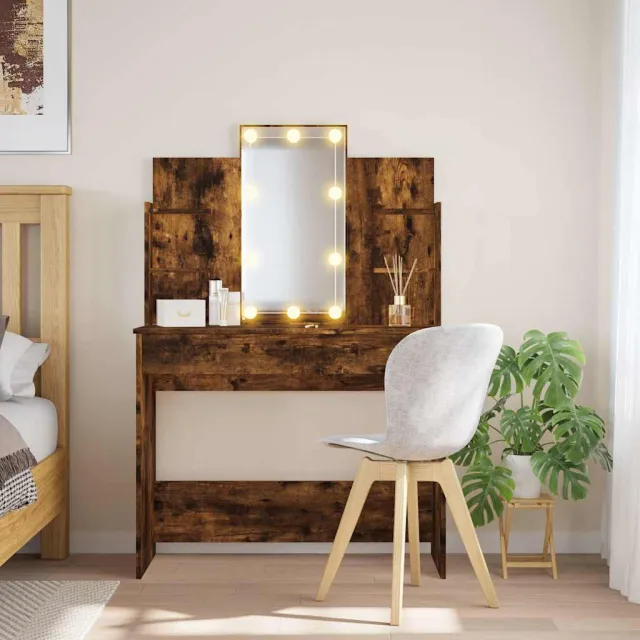 vidaXL Kaptafel met LED-verlichting 96x40x142 cm gerookt eikenkleurig Bruin