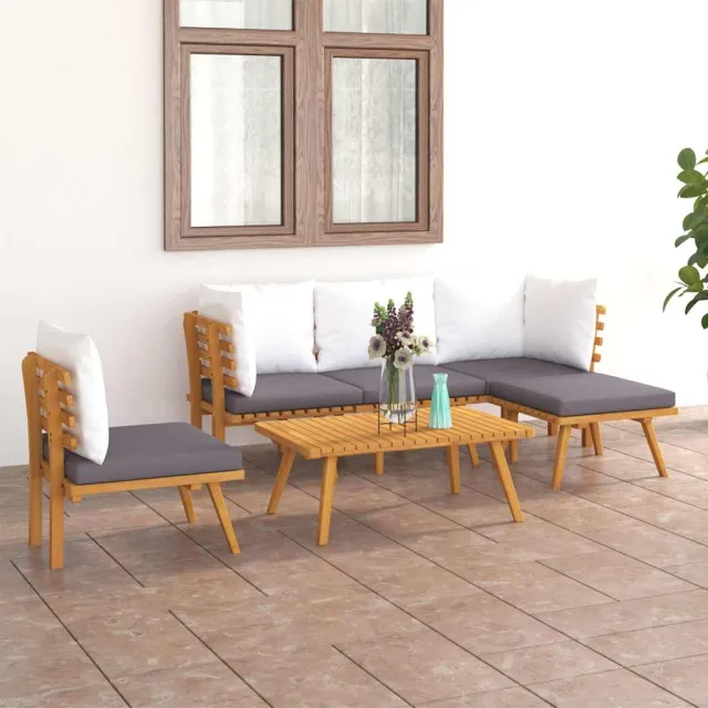 vidaXL 6-delige Loungeset met kussens massief acaciahout bruin, foto 2