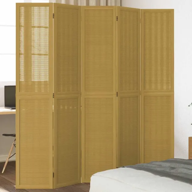 vidaXL Kamerscherm met 5 panelen massief paulowniahout bruin, foto 2