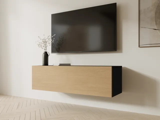 Mobistoxx Tv-meubel KINGSTON 1 klapdeur 105 cm zwarte eik/eik