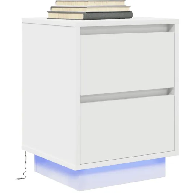 vidaXL Nachtkastje met LED-verlichting 38x34x50 cm wit