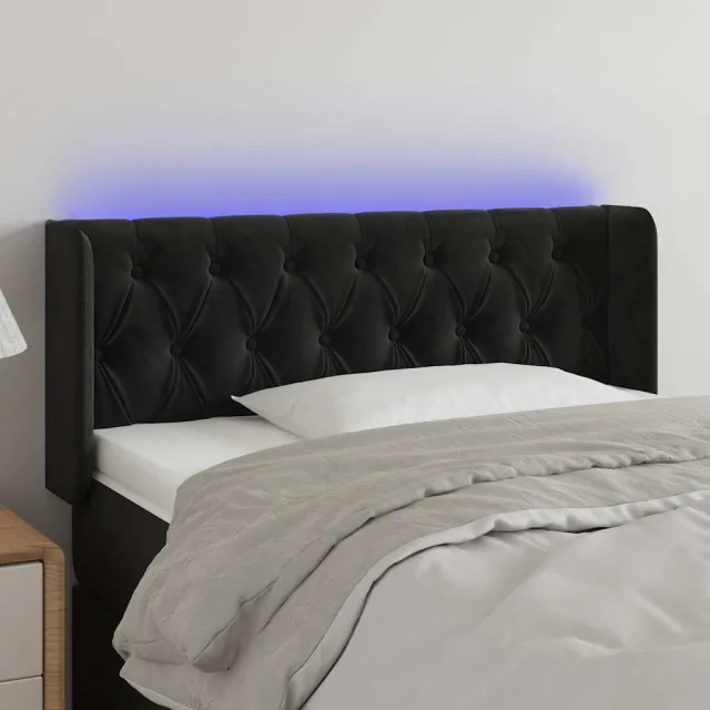 vidaXL Hoofdbord LED 103x16x78/88 cm fluweel zwart