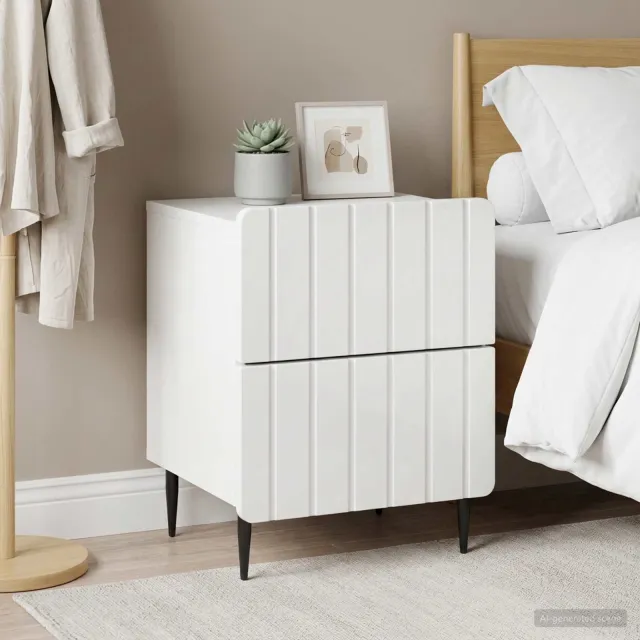 vidaXL Nachtkastje 2 st Hoogglans Wit 43 x 34,5 x 49,5 cm Bewerkt hout, foto 2