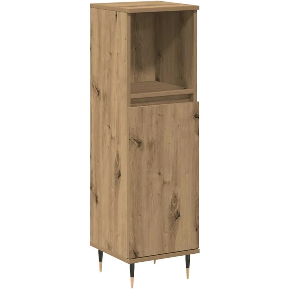 vidaXL Badkamerkast 30x30x100 cm bewerkt hout artisanaal eikenkleurig, foto 3