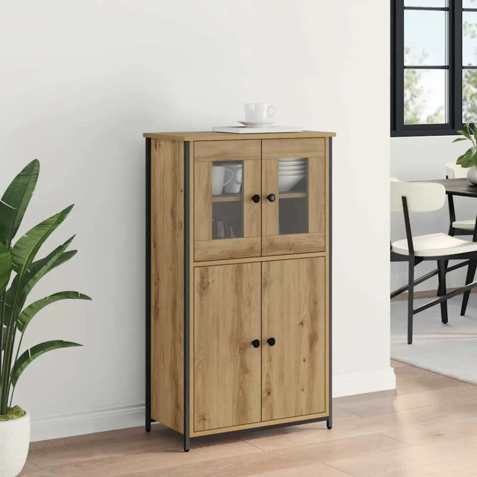 vidaXL Highboard Artisan Eiken 62 x 32 x 106,5 cm Bewerkt hout, foto 3