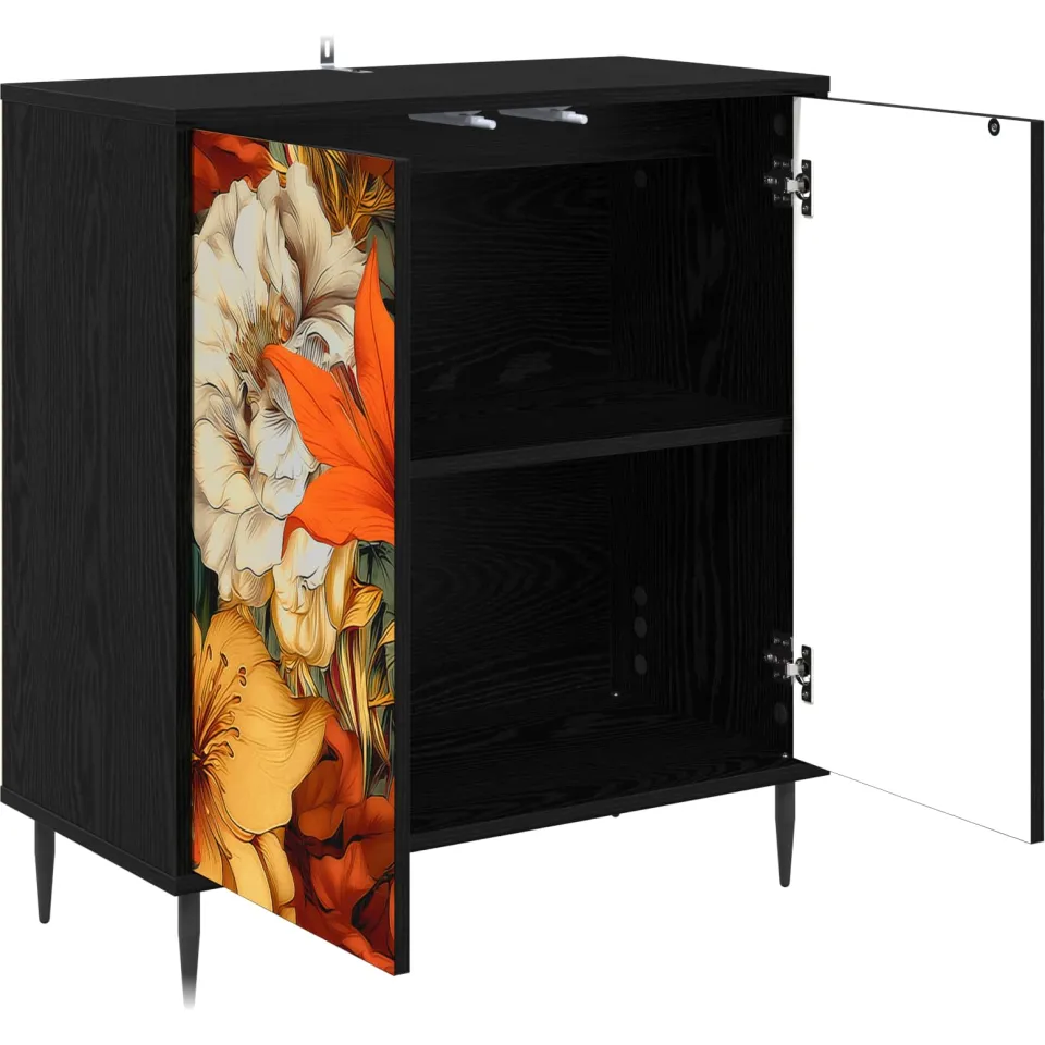 vidaXL Dressoir GENNEP Zwart eiken 69 x 33 x 76 cm Bewerkt hout
